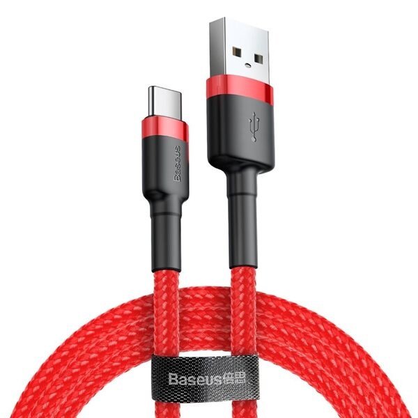 Bilde av Baseus Cafule Flettet Usb-kabel Usb Til Usb-c 2a 3m - Rød