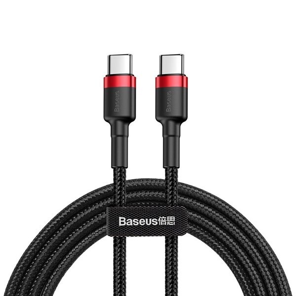 Bilde av Baseus Cafule Flettet Usb-c-kabel 60w 3a Pd 2m - Sort/rød