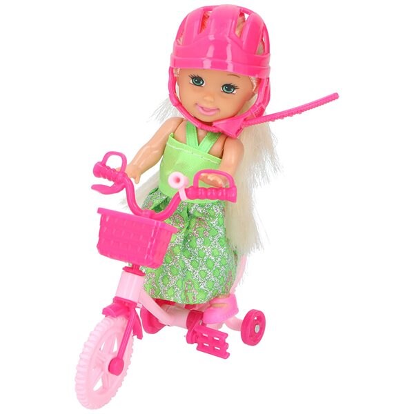 Eddy Toys - Liten dukke med sykkel 9cm