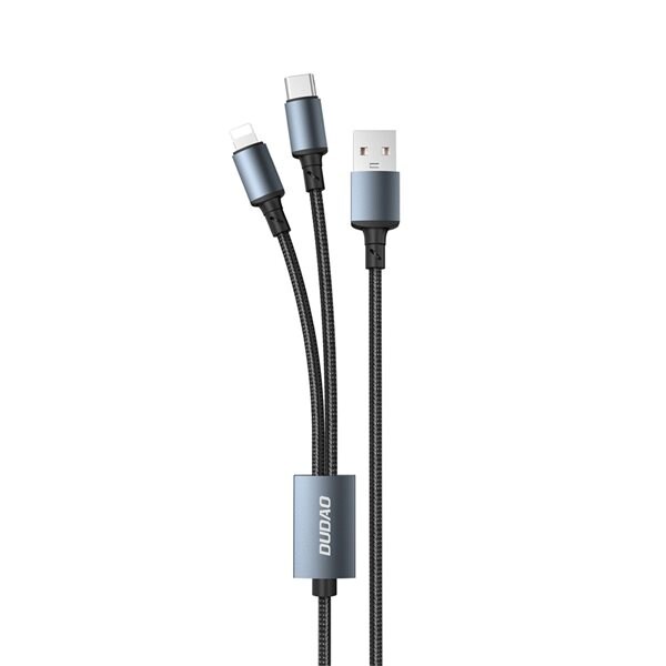 Bilde av Dudao 2i1 Usb-kabel - Usb Til Usb-c / Lightning 6a 1,2m - Sort