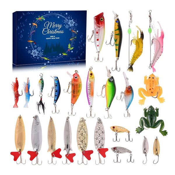 Bilde av Adventskalender med ulike fiskesluk for ferskvann og saltvann