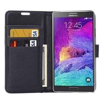 Flipfutteral holder & kredittkort til Samsung Note 4 Sort Samsung Galaxy Note 4 VeskerSleeve