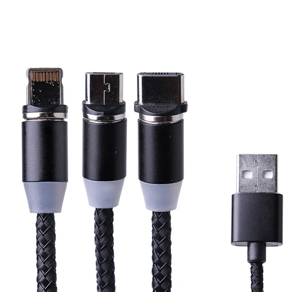 Magnetisk ladekabel til Mobiltelefon iPhone + Micro Usb + Usb Type C Magnetisk ladekabel til Mobiltelefon iPhone + Micro Usb + Usb Type C