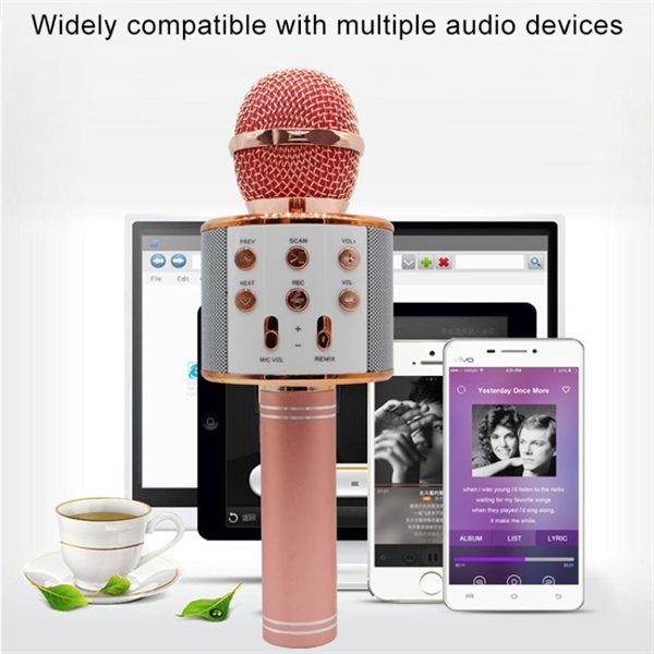 Karaoke Mikrofon Bluetooth til PCSmartphone svart Kjøp Bluetooth karaokemikrofon Bluetooth karaokemikrofon