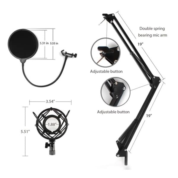 MAONO Podcasting Microphone Kit Kjøp på 24hshop.no MAONO USB Podcasting Microphone kit, 16mm microphone, arm