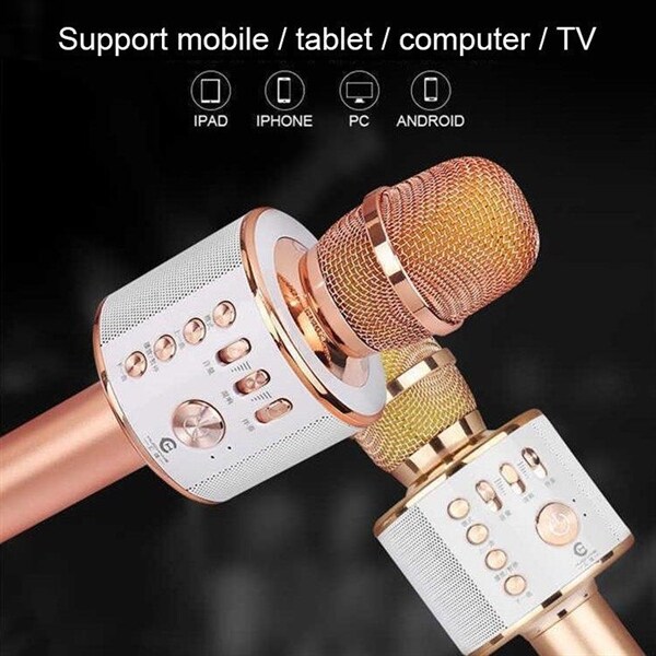 Trådløs Bluetooth karaoke mikrofon Kjøp på 24hshop.no Karaokemikrofon Bluetooth Gull Kjøp på 24hshop.no