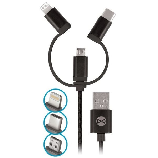 Forever 3i1 Usbkabel till Micro/Lightning/ USB type-C
