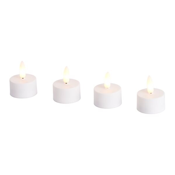 Day Lys med LED 3D flamme & timer - 4-pakning