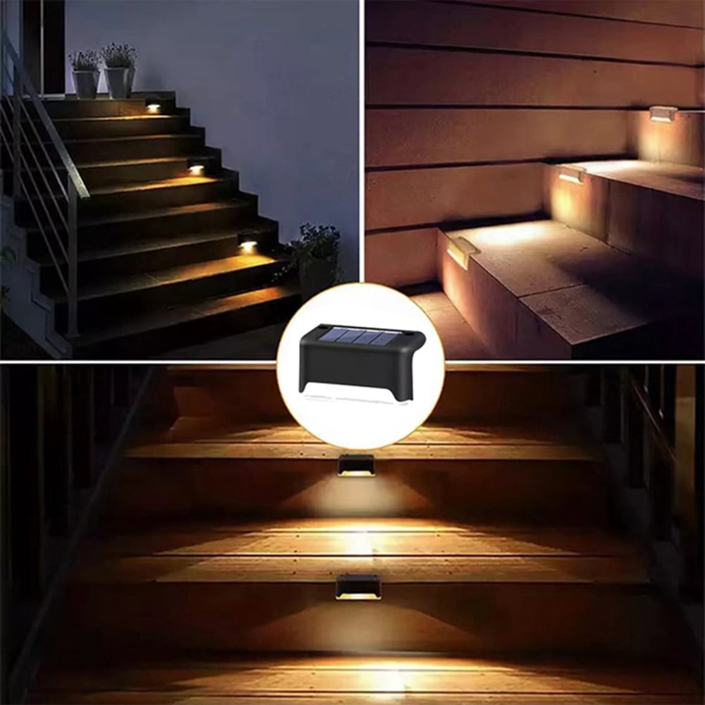 Solcellelamper 4 stk / LED-belysning til trapp, terrasse og inngangsparti – Varmhvit