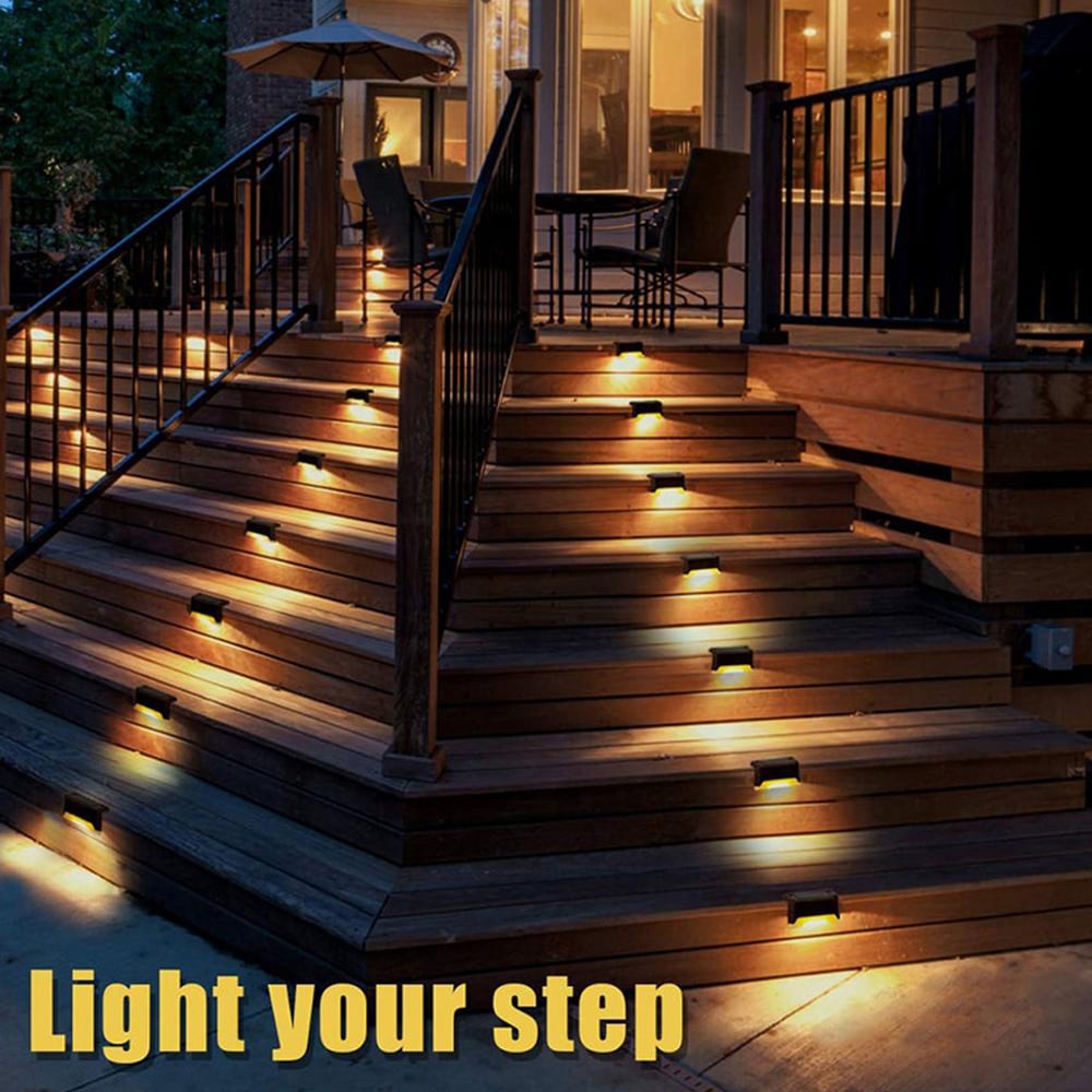 Solcellelamper 4 stk / LED-belysning til trapp, terrasse og inngangsparti – Varmhvit