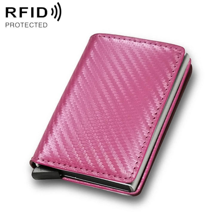 PopUp-lommebok med RFID-beskyttelse Rosa karbonfiber