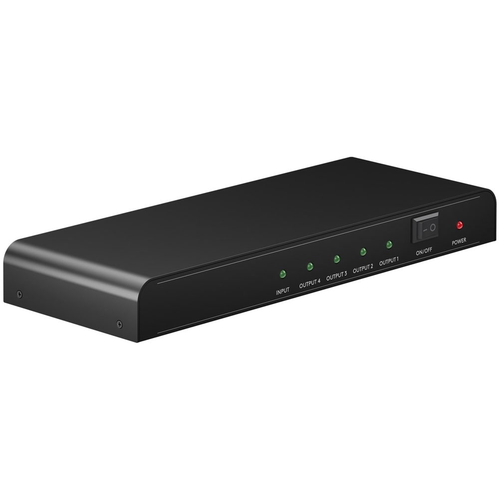 Goobay HDMI-Splitter 1 til 4 – 4K 30Hz for TV, Skjerm og Projektor