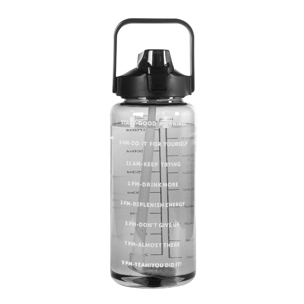 2 liters motivasjonsflaske med skjema & tidsmarkører - Svart