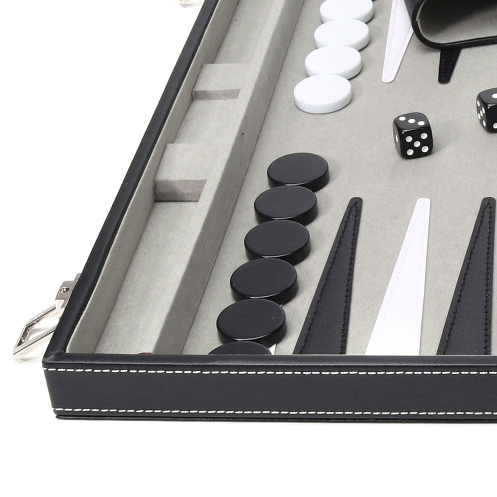 Backgammon med Veske - Luksus Spillsett i Imitert Skinn