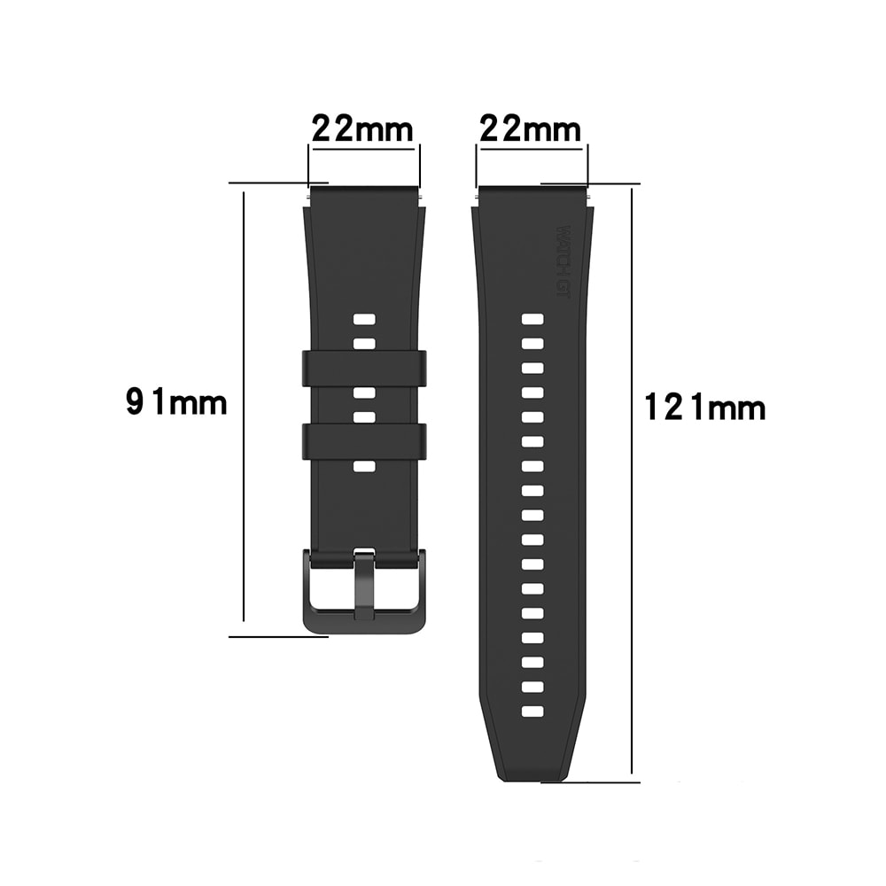 Silikonarmbånd 22mm til Huawei Watch GT3 Pro 46mm - Sort