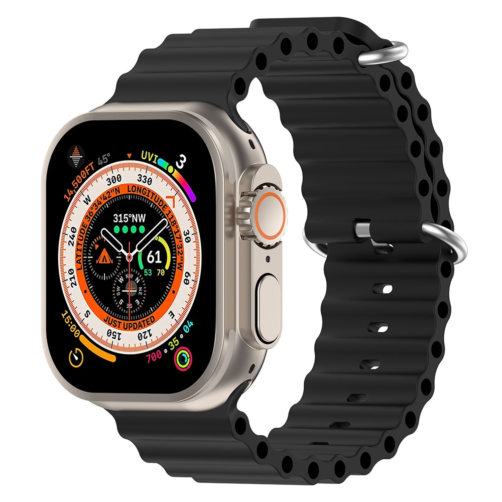 Silikonarmbånd Havsband til Apple Watch Ultra - 42/44/45/49mm, Sort