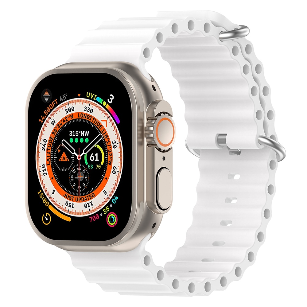 Silikonarmbånd Havsband til Apple Watch Ultra - 42/44/45/49mm, Hvit