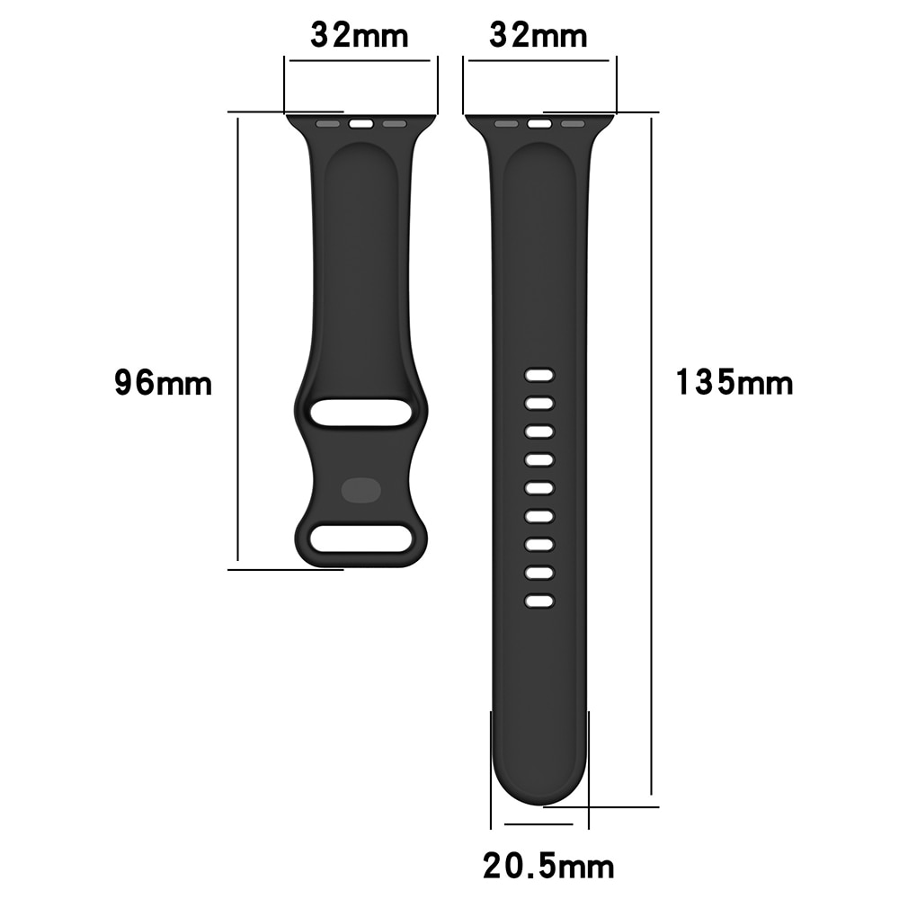Silikonarmbånd til Apple Watch 38/40/41mm - Sort, str. M