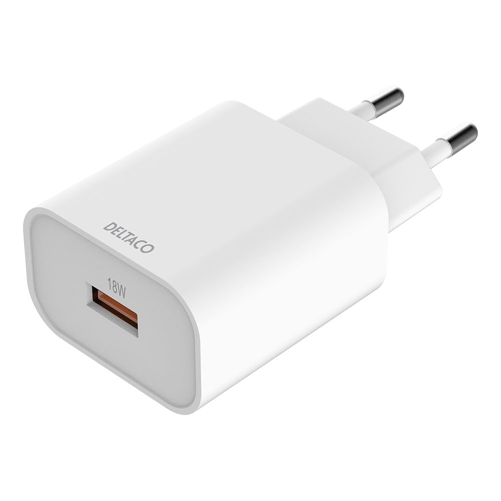 Deltaco USB-vegglader 1xUSB 18W