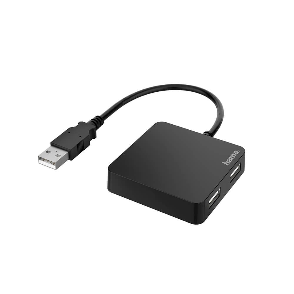 Hama Hub USB-A 2.0 4x Porter 480 Mbit/s Sort