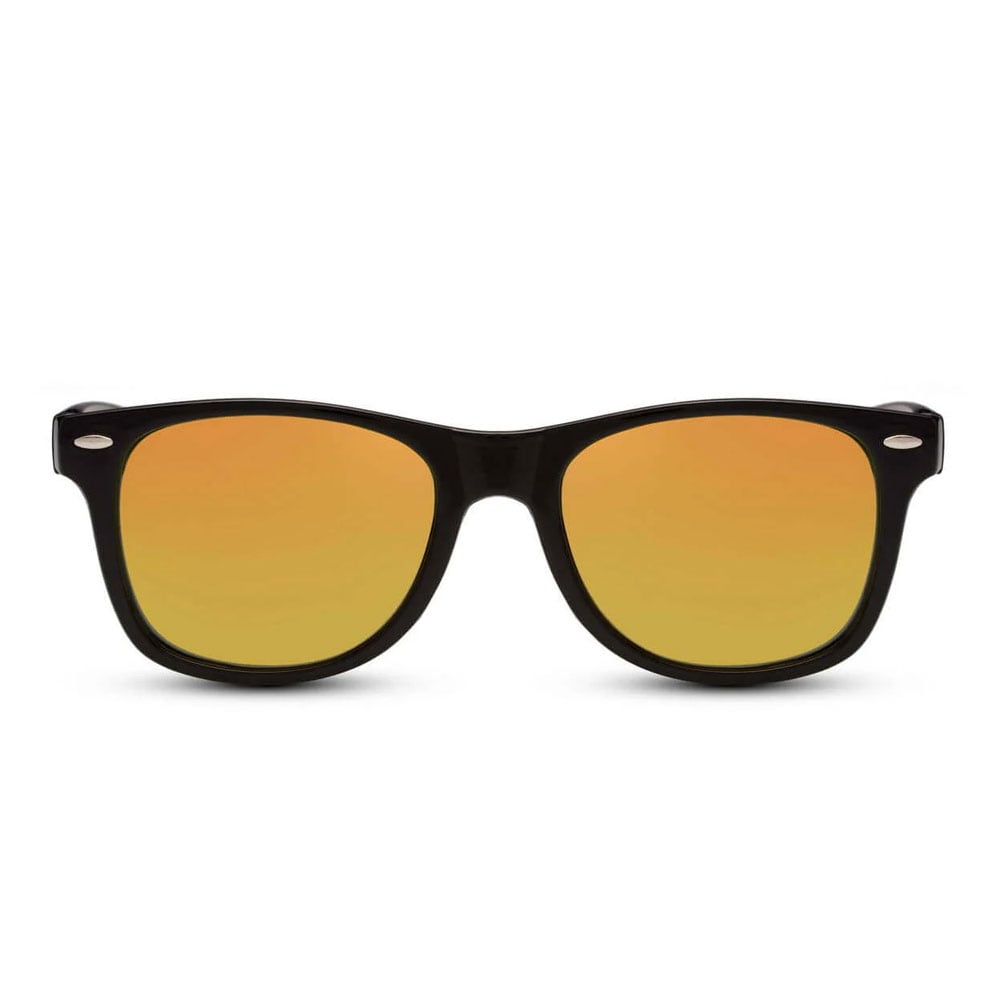 Solbriller - Sorte med oransje linse