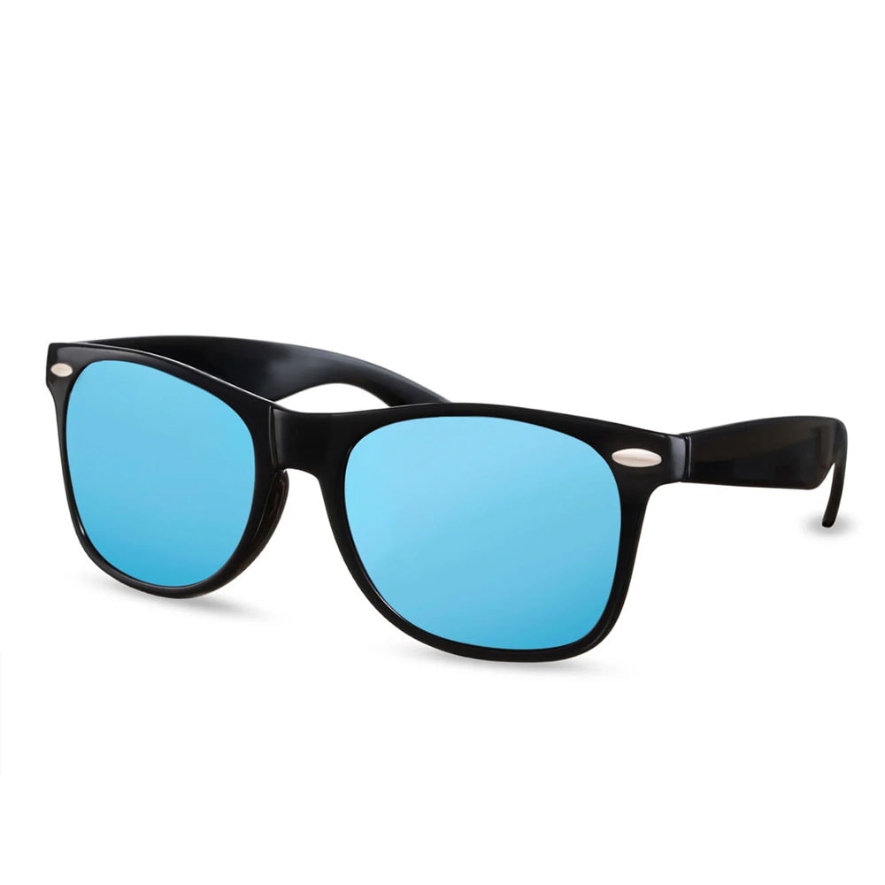 Solbriller - Sorte med blå linse