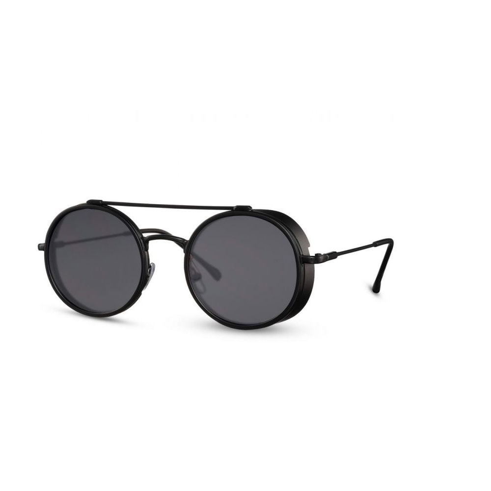 Runde solbriller - matt sort med sort linse