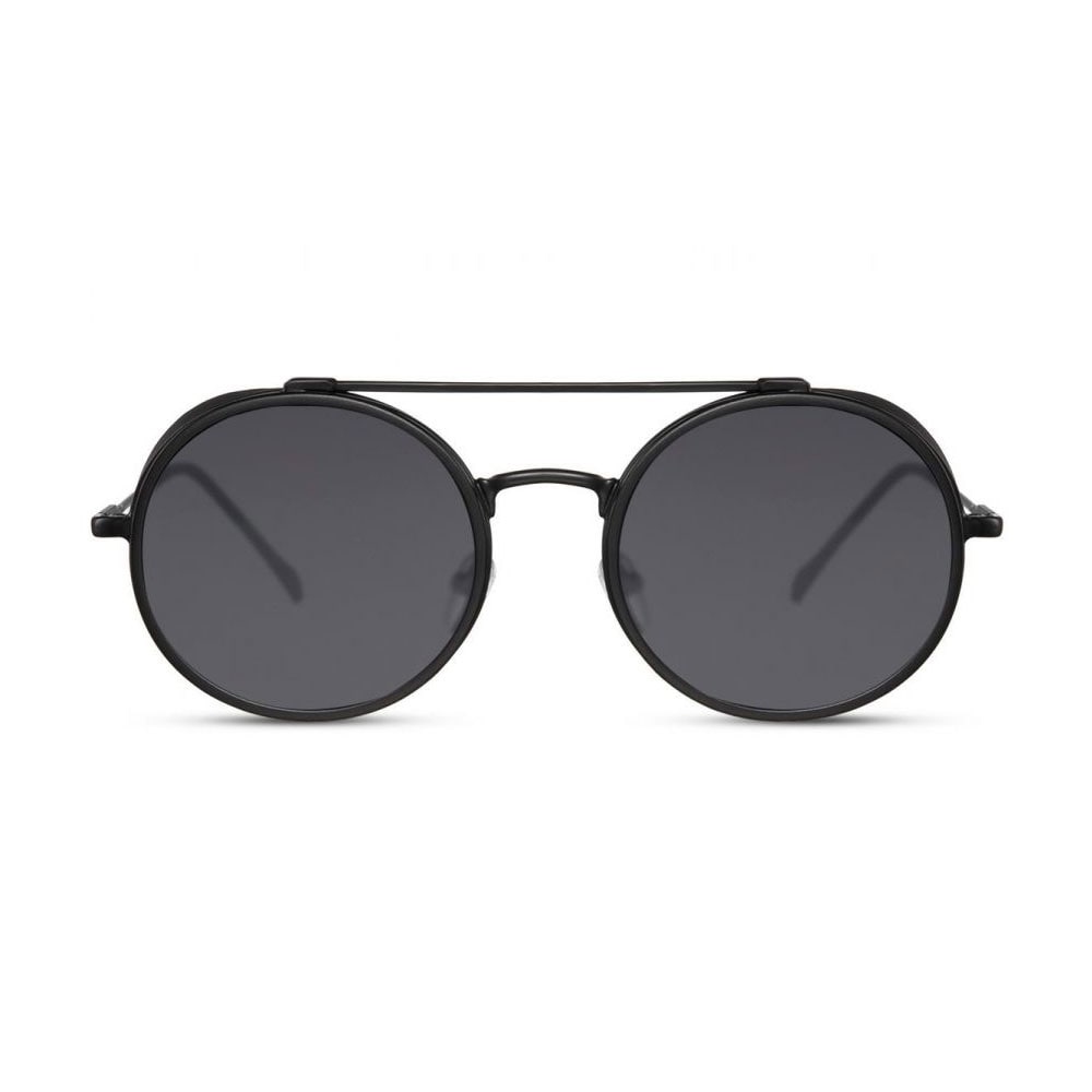 Runde solbriller - matt sort med sort linse