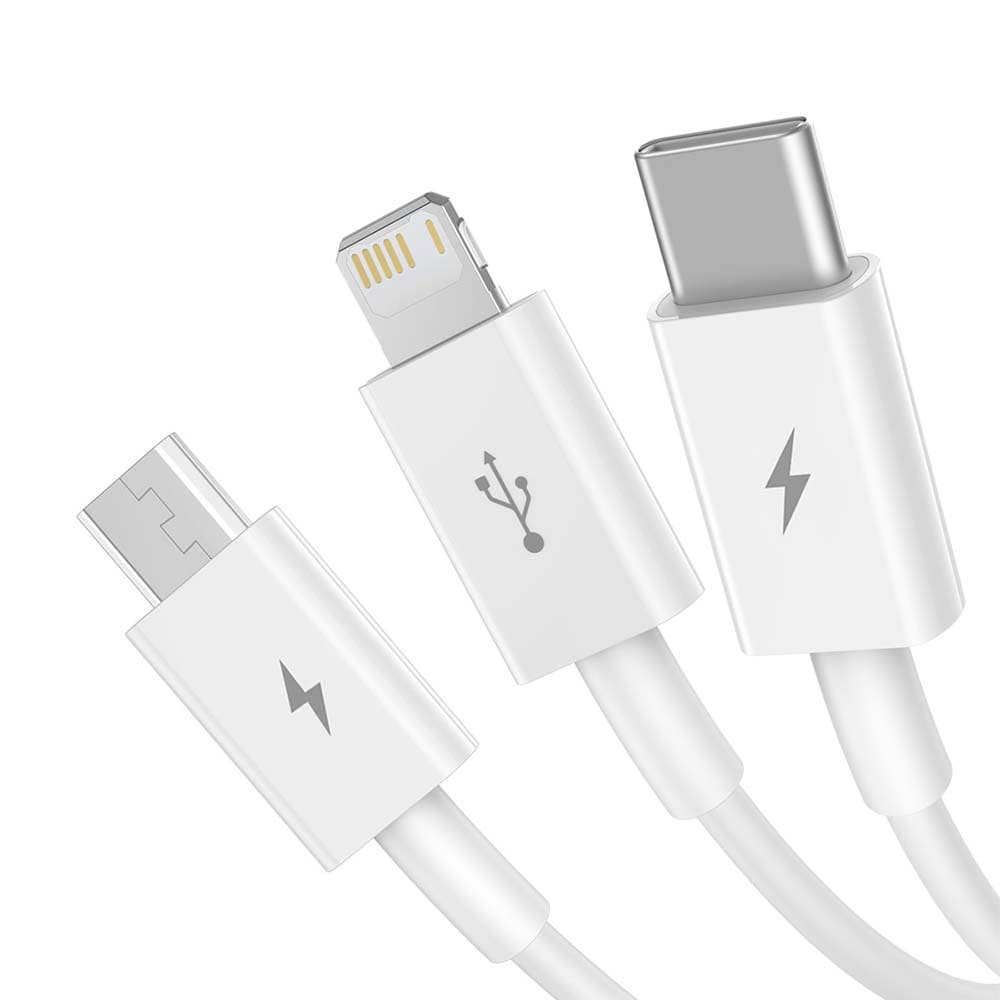 Baseus 3-i-1-ladekabel USB - Lightning + USB-C + microUSB 1,5 m 3,5A