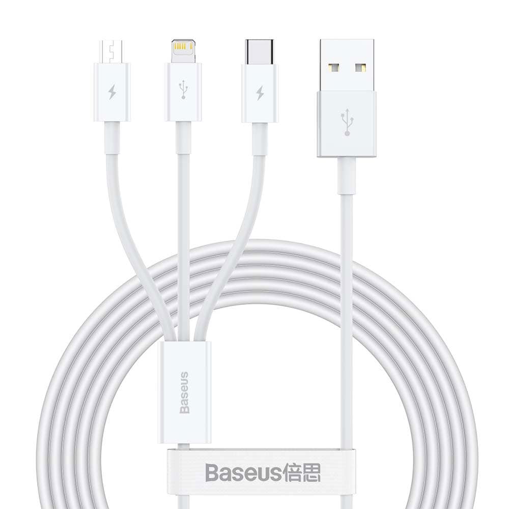 Baseus 3-i-1-ladekabel USB - Lightning + USB-C + microUSB 1,5 m 3,5A