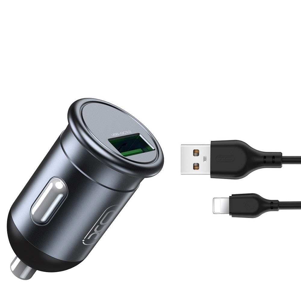 XO billader 18W 1x USB & Lightning-kabel - grå