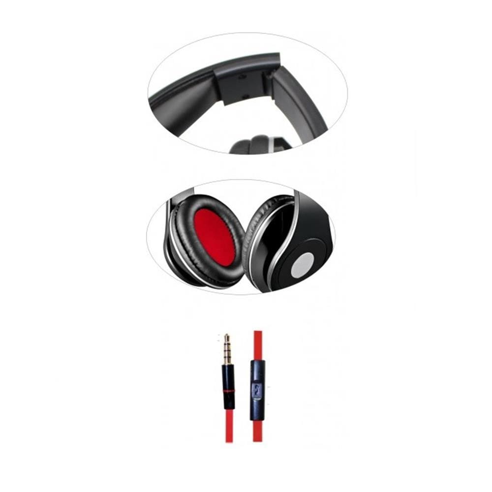Rebeltec over-ear hodetelefoner med AUX - rød