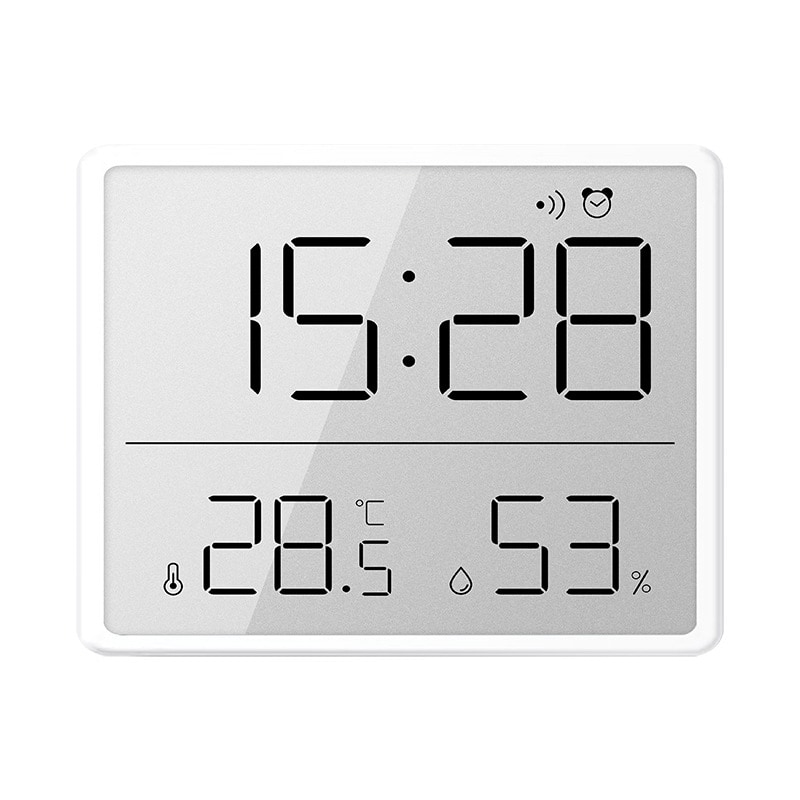 Digitalt Barometer med klokke til veggen - Sølv