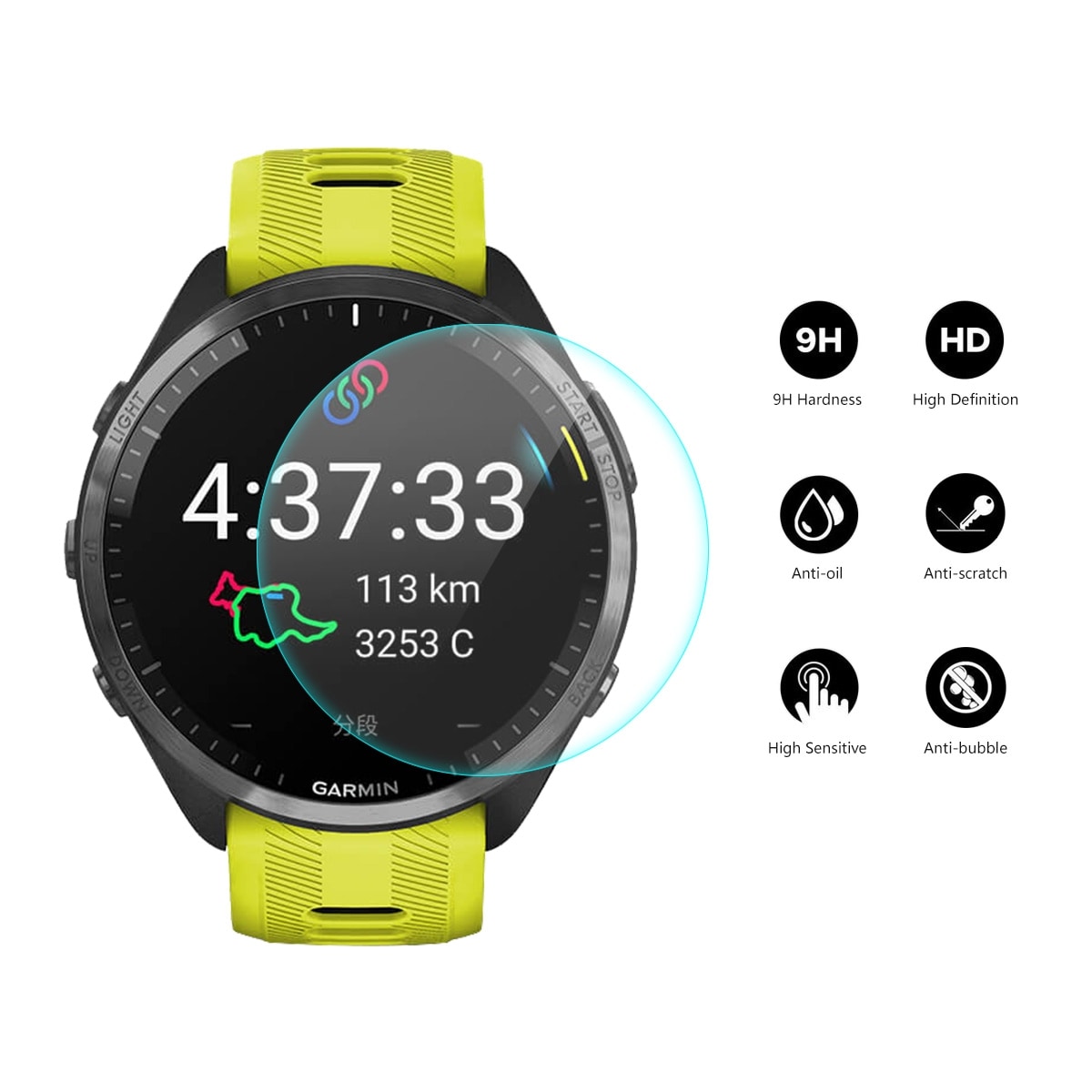 Skjermbeskytter 0,2mm 9H til Garmin Forerunner 965 2-pakning