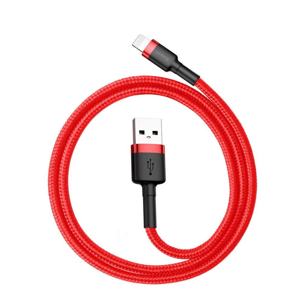 Baseus Cafule USB til Lightning-kabel 0,5m - Flettet Rød
