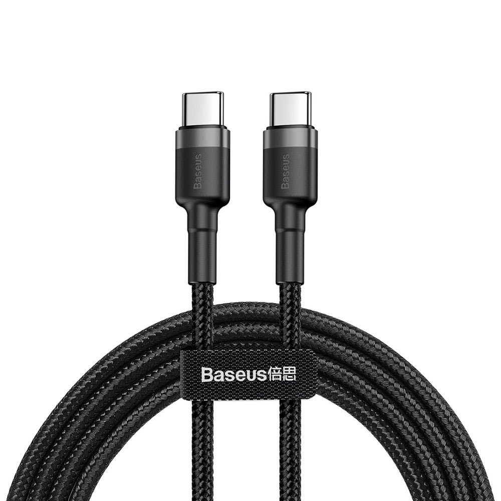 Baseus Cafule USB-C til USB-C-kabel 1m - Flettet Sort/Grå