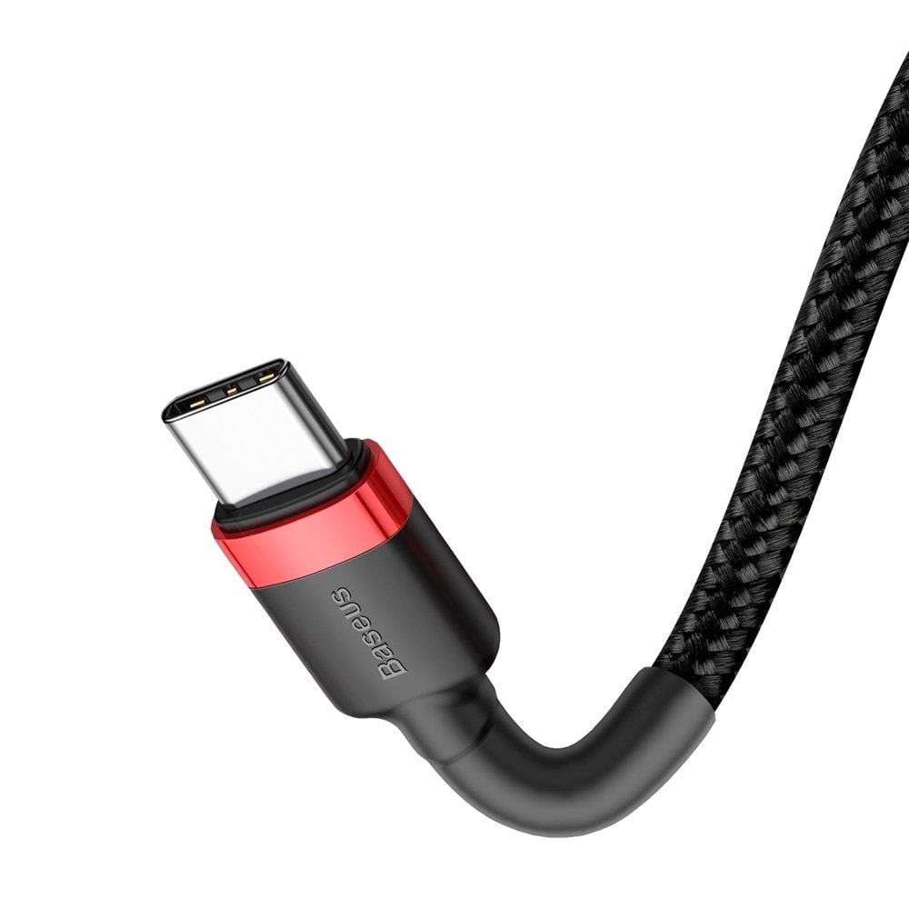 Baseus Cafule USB-C til USB-C-kabel 1m - Flettet Svart/Rød
