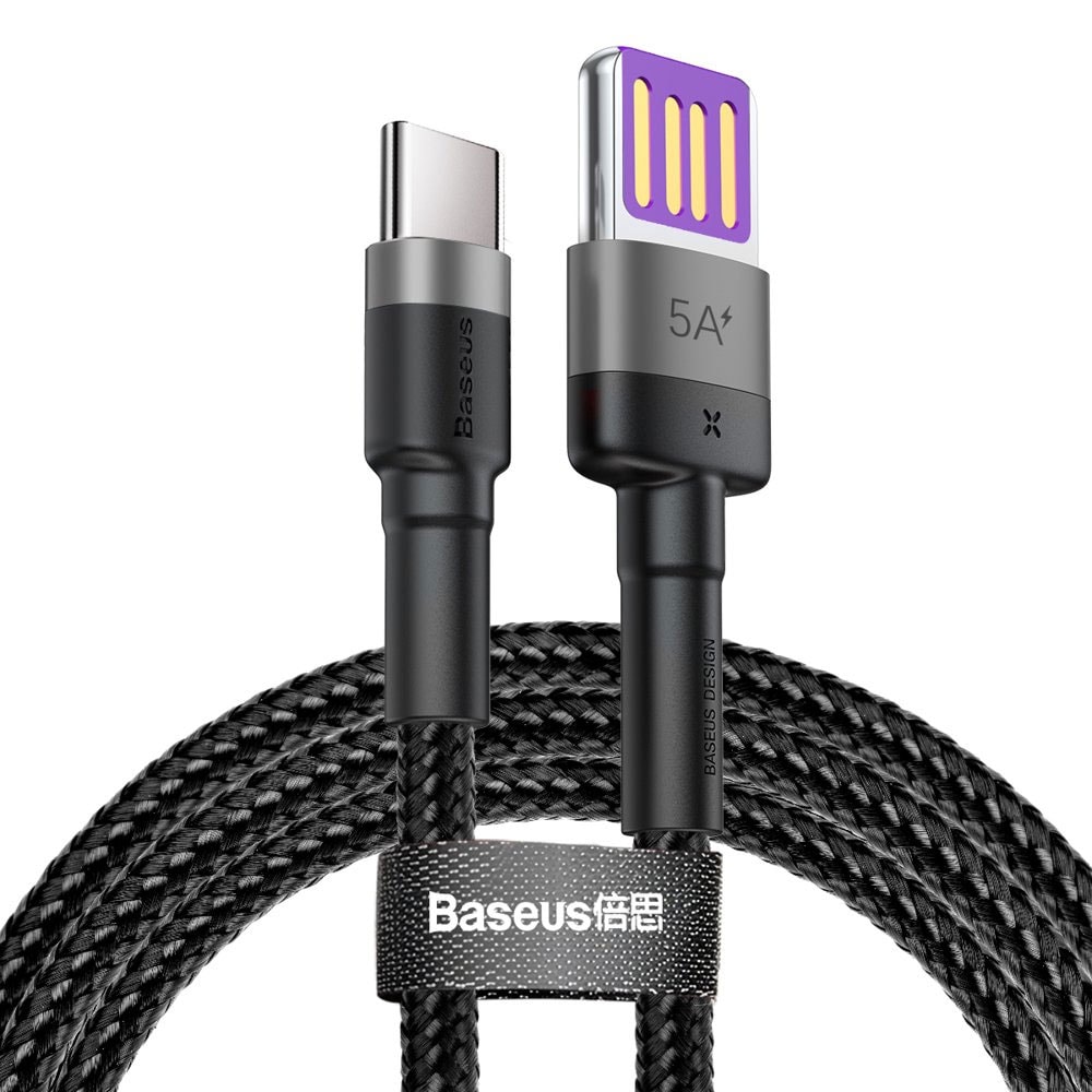 Baseus Cafule SuperCharge USB til USB-C-kabel 1m - Flettet Sort