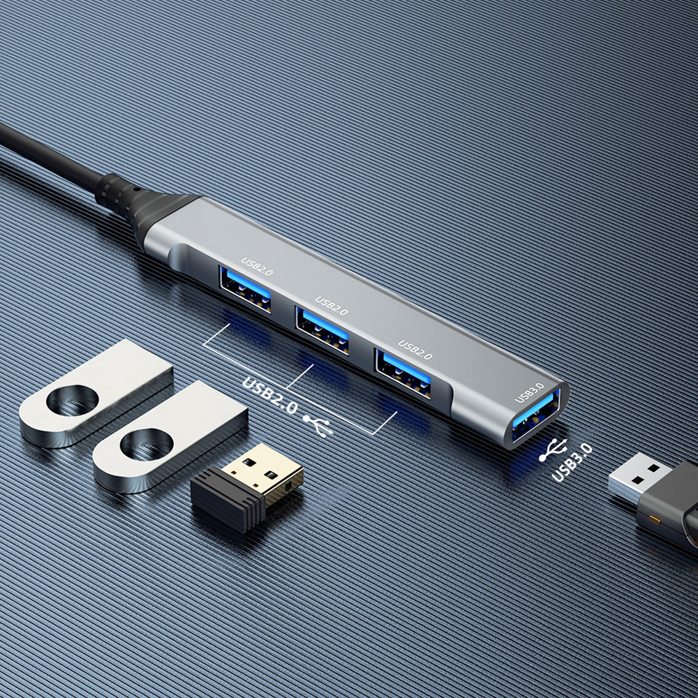 Dudao USB-Hub 4i1 USB-A til 4x USB-A (3 x USB2.0 / USB3.0)