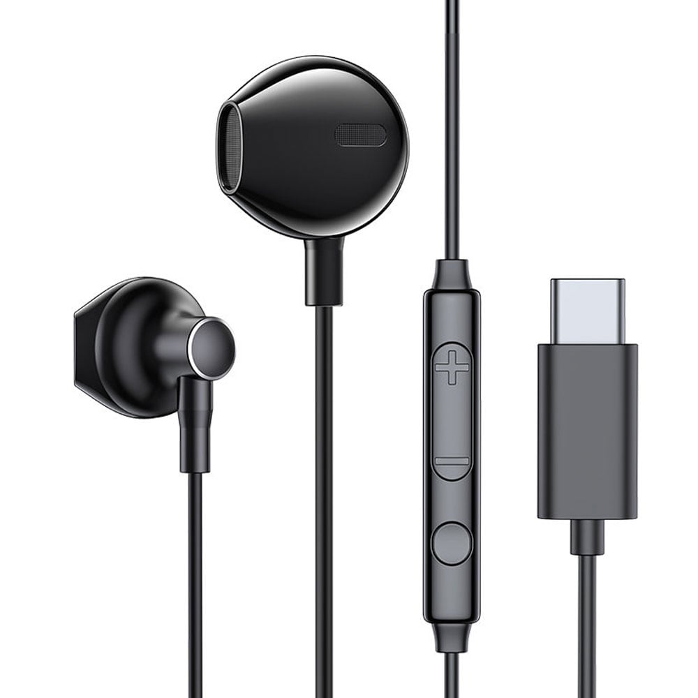 Joyroom In -Ear Headset med USB-C-kontakt, mikrofon & fjernkontroll- Sort