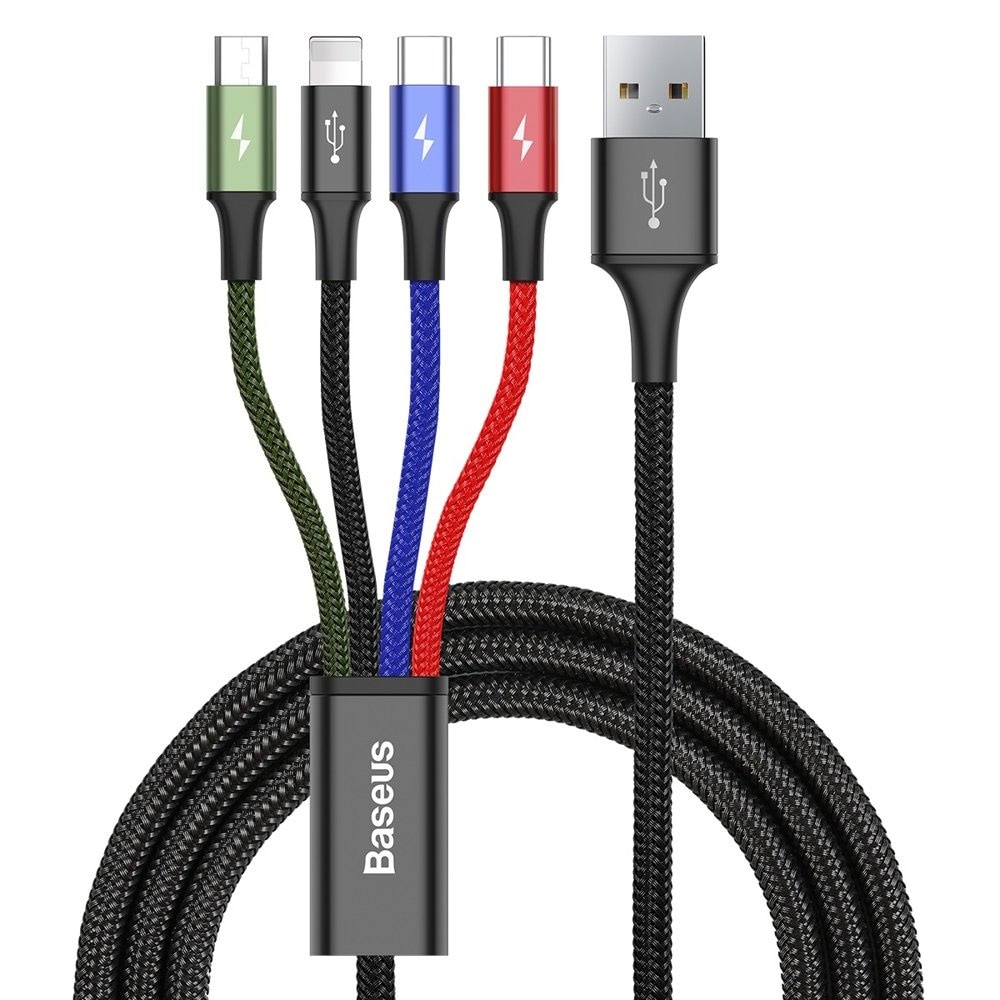 Baseus 4i1 USB-kabel til Lightning, 2x USB-C & microUSB 3.5A 1,2m