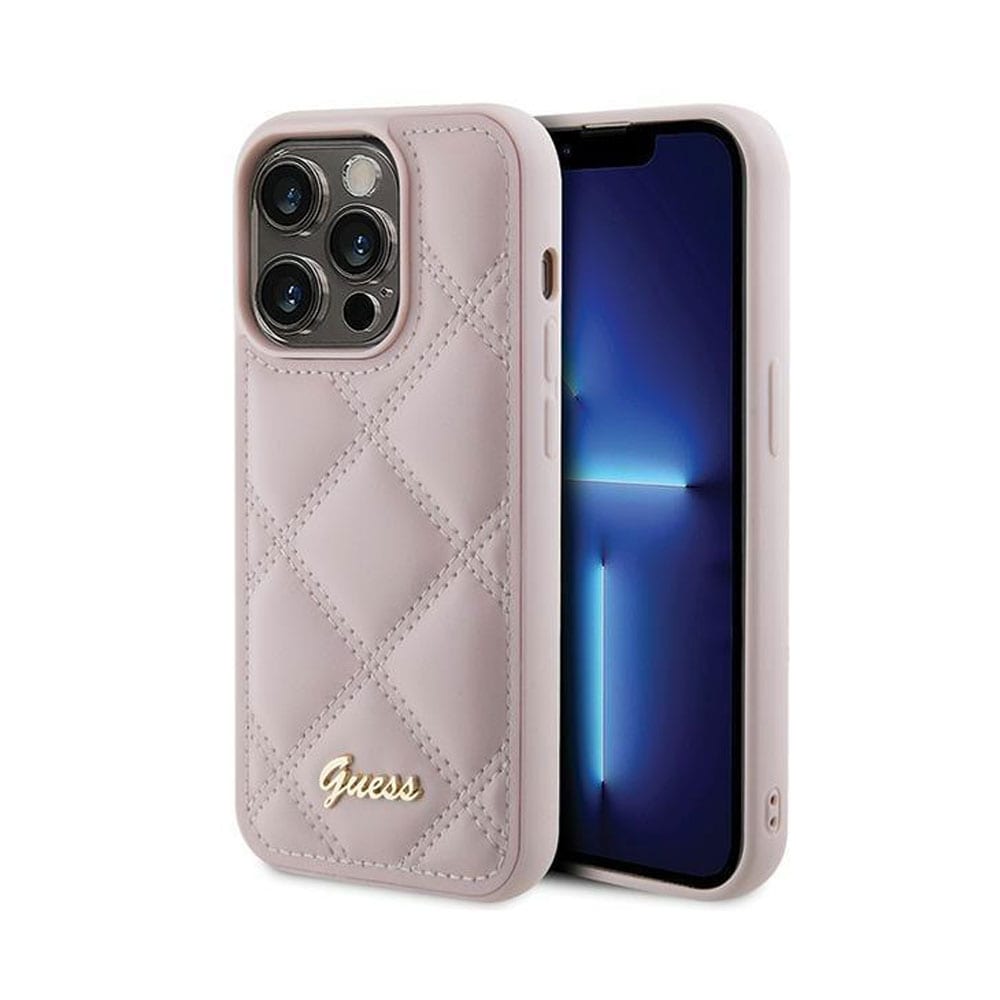 Guess Diamond Quilted Deksel til iPhone 15 Pro Max - Rosa