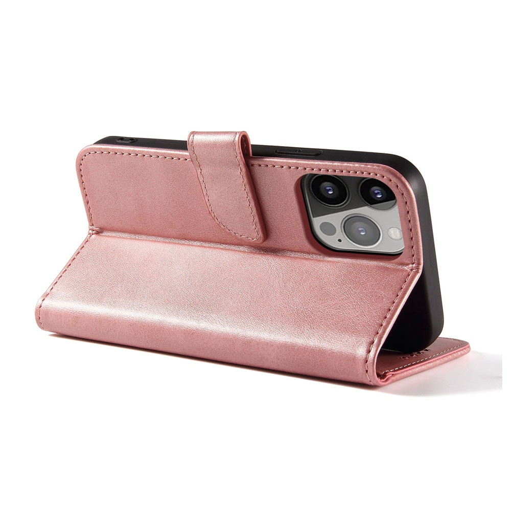 Lommebokdeksel med stativ til iPhone 15 Pro Max - Rosa