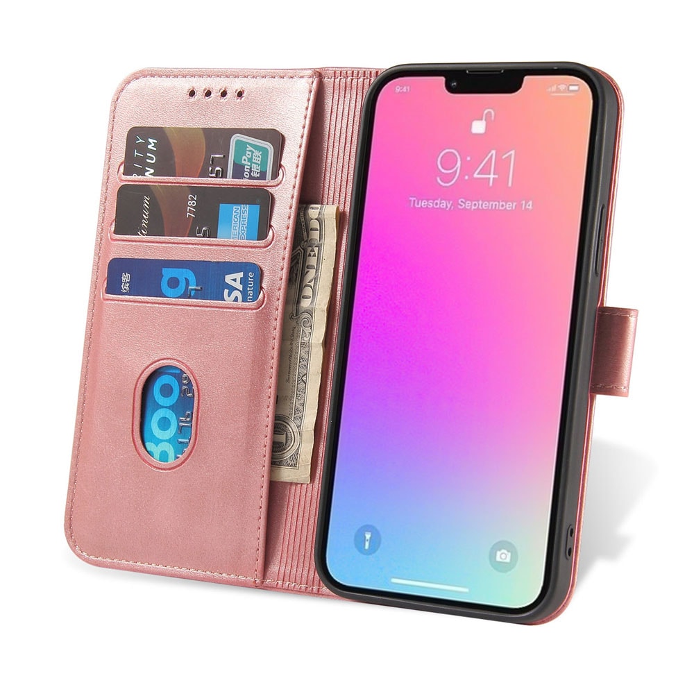 Lommebokdeksel med stativ til iPhone 15 Pro Max - Rosa