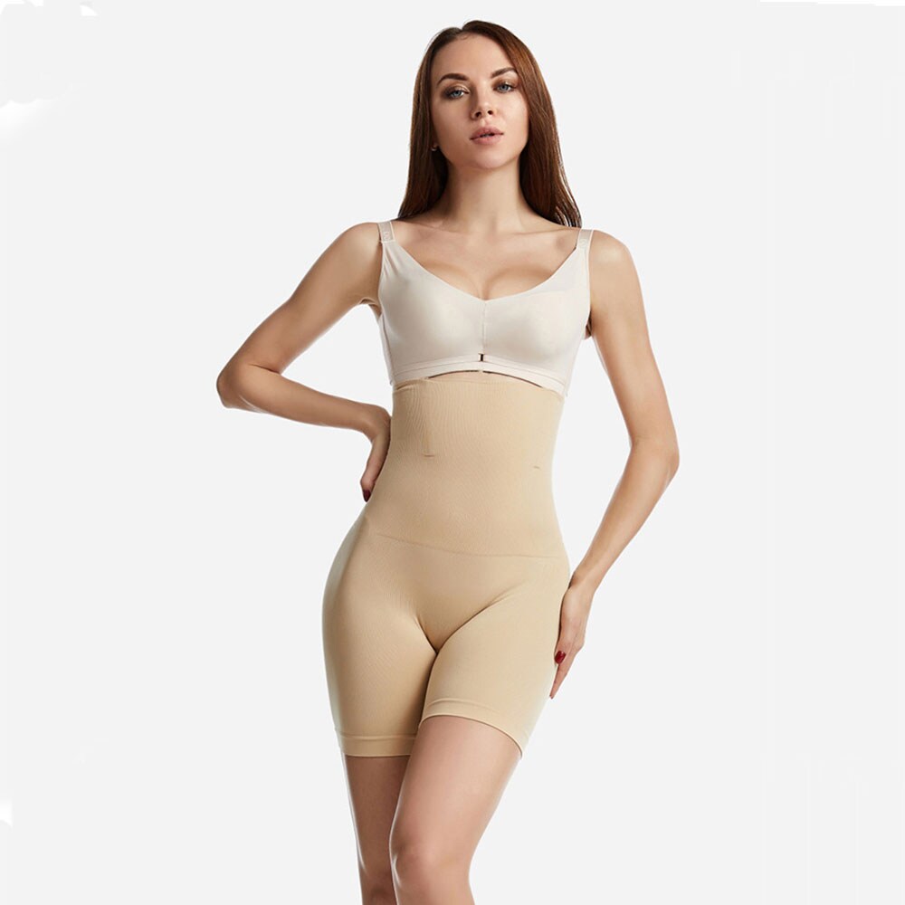 Shapewear Biker med høyt liv M/L - Beige