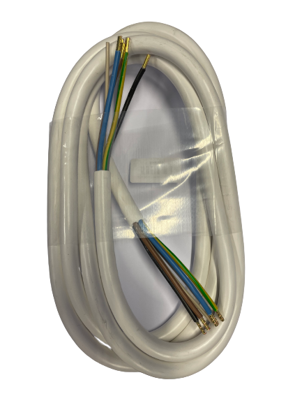 Tilkoblingskabel til komfyr - 2,5m 5x2,5mm2 - Hvit