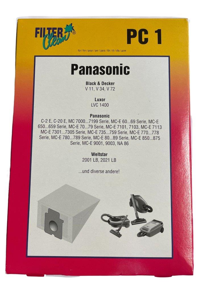 Støvsugerposer PC1 til Panasonic 4-pak + Filter