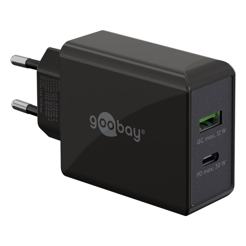 Goobay USB-Lader 1xUSB 1xUSB-C PD 30W - Svart