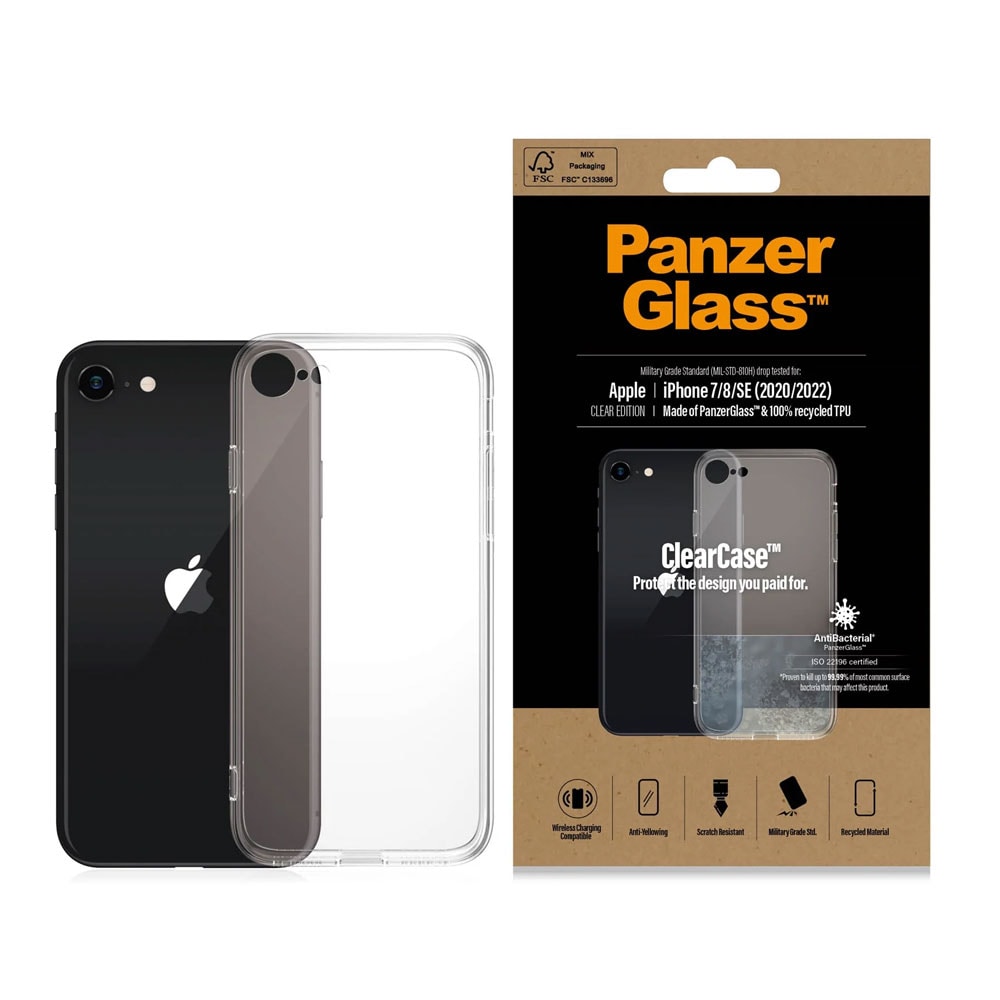 PanzerGlass ClearCase til iPhone SE (2020/2022) / 8 / 7 - Gjennomsiktig