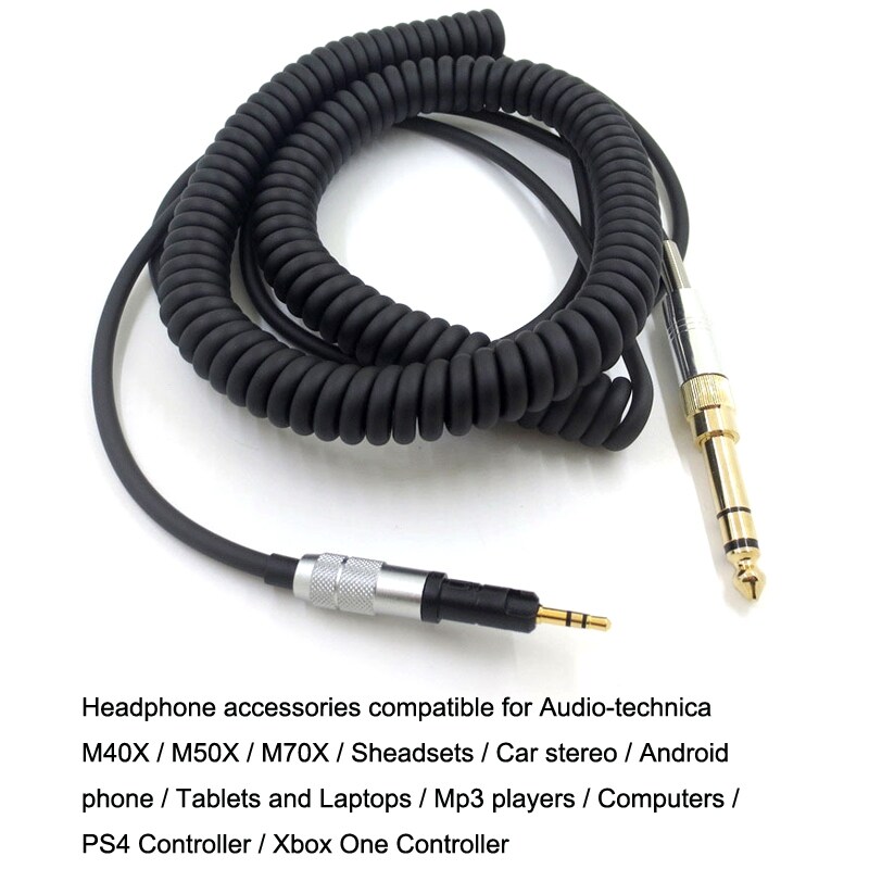 Lydkabel til Audio Technica ATH-M50X / ATH-M40X 6,35+3,5mm til 2,5mm - 1,5-5m